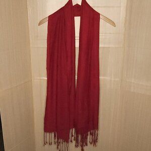 Red Soft Fringe Scarf